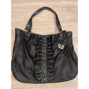 RED by Marc Ecko Limited Edition Black Shoulder Bag Ruffles Silver Detailing